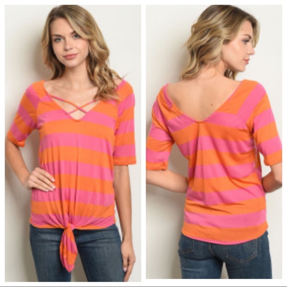 Pink & Orange Stripe Top - Picture 6 of 6